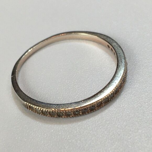 Sterling Silver Ring Size 6.75 Half Eternity Pave Style CZ Band Signed 925 - Picture 11 of 13